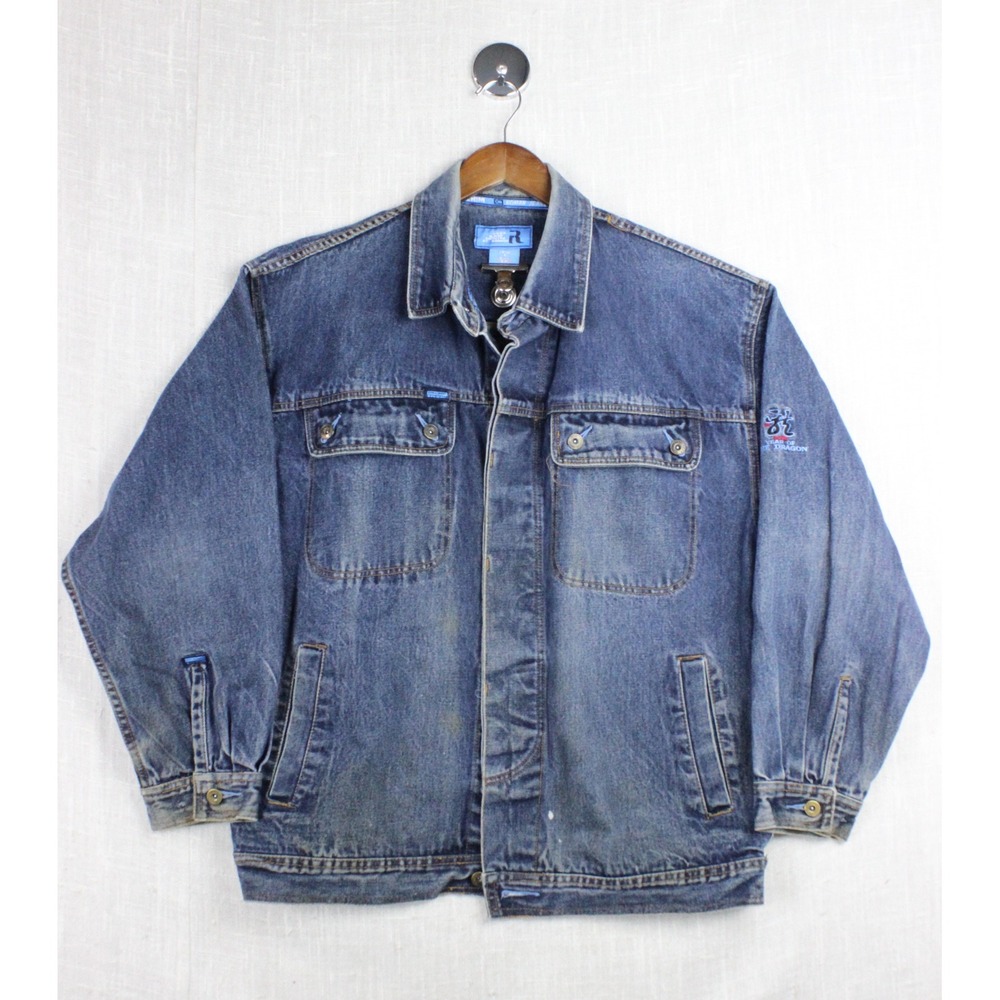 Vintage Y2K Hip Hop Style Koman Raw Denim Jacket 2000 Trucker Oversize Large